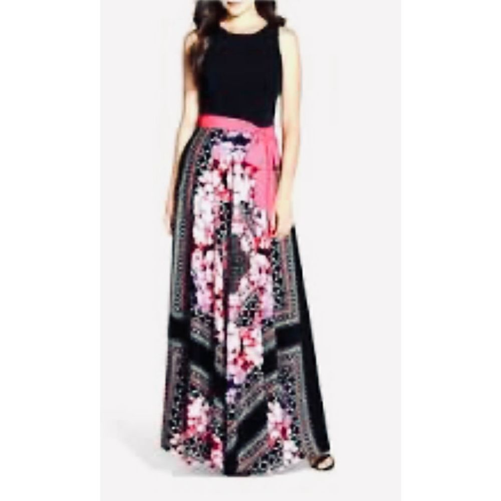 Eliza J Multicolored Halter Scarf Maxi Dress Size 12, No Belt